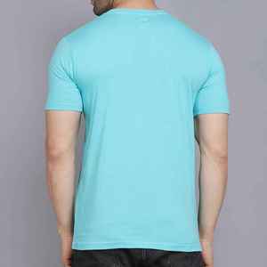 <b>Men's</b> <b>Turquoise</b> Short Sleeve O-Neck T-<b>Shirt</b> Slim Fit Casual Knitted 100% Cotton Breathable Solid Color Top - Product Image 2