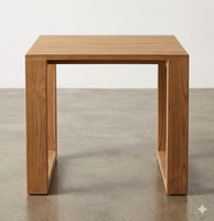 Table d'appoint moderne minimaliste en teck pour extérieur, table basse en bois massif durable faite à la main pour jardin, patio, salon
