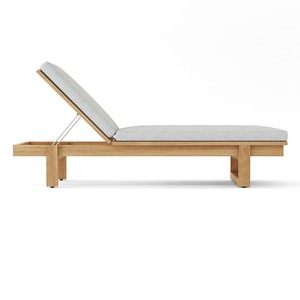Tumbona Moderna de Teca para Exteriores con Cojín de Olefina Resistente a los Rayos UV, Diseño sin Brazos para Uso en Patio - Product Image 2