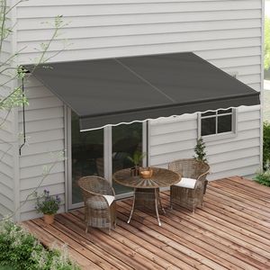 Tenda Parasole Retrattile 3,6x3m (12x10ft) 280gsm Resistente ai Raggi UV Grigio Scuro con Bracci Pieghevoli per Terrazzo Balcone Giardino, Proiezione Massima 5m - Product Image 2