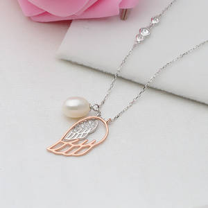 Chaîne en argent S925 japonaise et coréenne, collier avec pendentif en forme d'aile pour femmes, porte-perle vide, composants de bijoux semi-finis à faire soi-même - Product Image 3