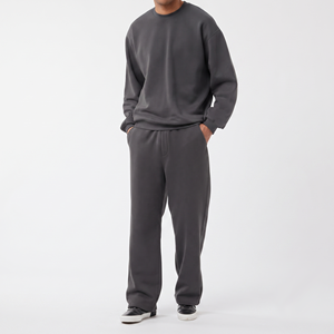 Ensemble de survêtement polaire décontracté pour homme 100 % coton, coupe ample, épaules tombantes, sweat-shirts et pantalons de survêtement, tenue de sport d'hiver pour homme - Product Image 6
