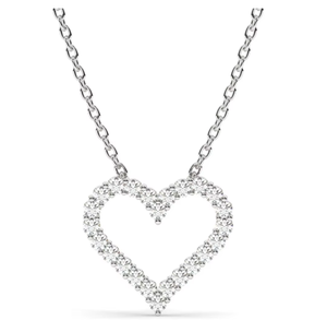 Collar de cadena con colgante de corazón abierto de oro amarillo de 14 quilates con diamantes de laboratorio de grado VS, a la moda, para mujer, ideal para bodas y fiestas. - Product Image 5