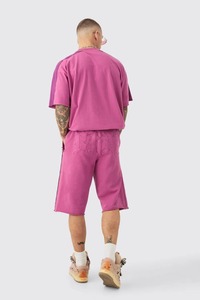 เสื้อยืดโอเวอร์ไซส์ทรงบ็อกซี่ แขนสั้น ปักลาย ผ้าคอตตอนหนา สไตล์ลำลอง สตรีทแวร์ ทรงหลวมสำหรับผู้ชาย - Product Image 4