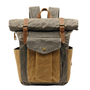 Vintage Wax Canvas Roll Top <b>Backpack</b> Laptop Travel Rucksack Large Capacity <b>Computer</b> Bag for Hiking Daily Use - Product Image 2