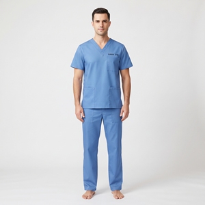 Conjunto de Uniforme Médico Transpirable para Hombre, Camisa con Cuello en V, Pantalones con Bolsillos Tipo Cargo, Poliéster y Elastano, Ropa de Hospital - Product Image 1