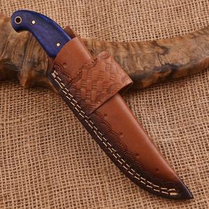 Custom Handmade Stainless Steel Drop Point Hunting <b>Knife</b> With Blue <b>Handle</b> And Leather Sheath Model BA-104 - Product Image 5