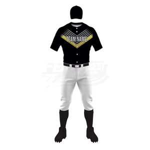 Men's Custom <b>Baseball</b> Jersey <b>Set</b> Black Gold Team Name Sublimated Short Sleeve Moisture Wicking Uniforms for Adults - Product Image 2