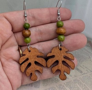 Boucles d'oreilles pendantes rustiques en bois pour femme, légères, faites à la main, style tribal, pour fêtes et usage quotidien, bijoux fantaisie - Product Image 1