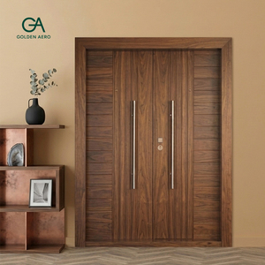 Puerta Exterior de Madera Sólida de Lujo GA-49L con Diseño de Ranuras para Casa, Directo de Fábrica, Buena Calidad - Product Image 2
