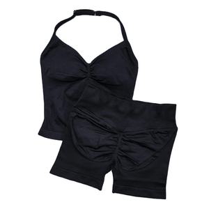 Nuevo Conjunto de Yoga Transpirable sin Costuras para Mujer, 2 Piezas, Top Halter Acolchado y Shorts de Gimnasio con Efecto Levanta Glúteos, Ropa Deportiva de Verano - Product Image 3