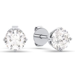 REYES - Pendientes de Botón de Plata de Ley 925 de Lujo con Corte Redondo y Moissanita de 1.61 Quilates, con Cierre de Rosca, Joyería Fina para Mujer, para Uso Diario - Product Image 1