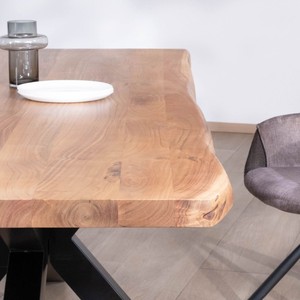 Mesa de comedor de alta gama Vandana Ivory Shape con tablero de madera gruesa y patas metálicas 3D, 240 cm - Product Image 6