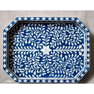 Premium Handmade MDF and Wood Bone Inlay Tray Resin Serving Tray for Dining Table Decor for Home Hotel Restaurant - Product Image 6