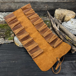 Custom logo leather <b>tool</b> <b>roll</b> organizer bags wholesale OEM supplier high quality handmade portable storage export quality - Product Image 4