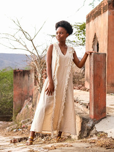<b>Boho</b> Black Cotton Maxi <b>Dress</b> Handcrafted <b>Summer</b> Kaftan <b>Dress</b> Sleeveless V-Neck Resort Wear Long <b>Dress</b> for Women - Product Image 1