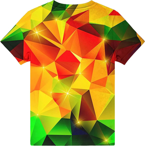 T-shirt à manches courtes pour homme, motif géométrique, col rond, coupe décontractée, impression par sublimation, tissu tricoté 100% polyester - Product Image 2