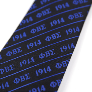 Corbata de Seda Negra Phi Beta Sigma con Letras Griegas 1914, Patrón Tejido, Corbata Formal para Hombre, Estilo Clásico - Product Image 4