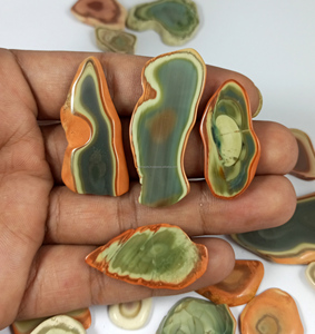 Wholesale Natural Polished Healing Crystal Crafts Imperial Jasper Slice for Pendant Jewelry Making Wholesale Lot - Product Image 3