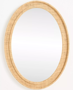 กระจกทรงรีหวายดีไซน์เนอร์ งานแฮนด์เมด เงางาม กระจกตกแต่งผนัง สำหรับตกแต่งภายในบ้านสไตล์โมเดิร์น ห้องนอน ห้องนั่งเล่น - Product Image 1