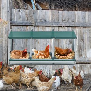 Gabbie per Animali a 3 Scomparti in Acciaio Zincato, Nido per Galline, Facile Montaggio - Product Image 1