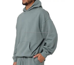 Sweat-shirt à capuche personnalisé de haute qualité, design personnalisé, impression en relief, streetwear, sans cordon, épaules tombantes, pull uni, sweat-shirt pour hommes - Product Image 3