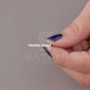 Bague Moissanite Demi-Éternité en Or 10K Couleur D VVS, Bague Couronne Unique Scintillante pour Fiançailles et Mariage, Bijoux d'Inde - Product Image 6