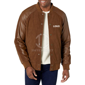 Custom Men's Varsity <b>Jacket</b> 400GSM Wool Body <b>Real</b> <b>Leather</b> Sleeves Chenille Embroidery Letterman <b>Jackets</b> - Product Image 1