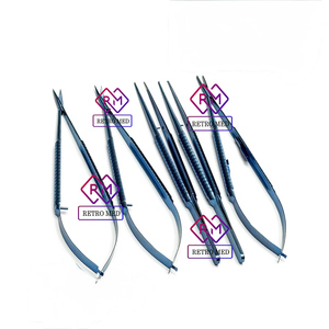 Micro needle holder micro scissors tissue plier micro velvart 5 pcs <b>set</b> 18 cm titanium blue <b>colour</b> BY MEDICAB INSTRUMENTS - Product Image 4