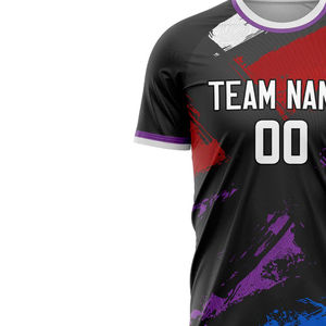 Maillot de football unisexe de haute qualité en tissu 100% polyester, manches courtes, vêtements de sport avec impression personnalisée du nom de l'équipe, couleurs - Product Image 4