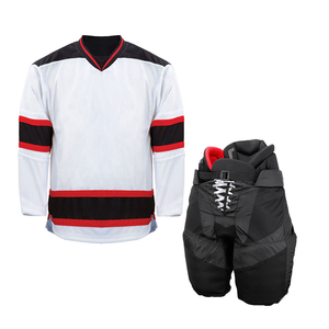 Custom Ice Hockey Jersey Set Men's Gold Striped V-<b>Neck</b> Full Sleeve With <b>Padded</b> Shorts Drawstring Closure Adult Size - Product Image 6