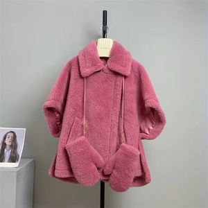 Abrigo de Felpa Marrón para Mujer, Chaqueta Casual Gruesa de Invierno con Cuello Vuelto, Frente Abierto y Bolsillos de Parche - Product Image 3