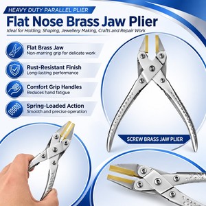 Parallel Flat <b>Nose</b> Pliers with Brass Jaws 140mm Jewelry Making Wire Forming Tool ZetomedPro - Product Image 4