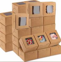 Boîte d'emballage élégante pour gâteaux avec fenêtre, écologique, en kraft, pour pâtisseries et gâteaux, emballage haut de gamme pour gâteaux avec fenêtre