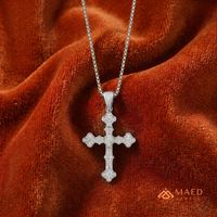 Collar con Colgante de Cruz de Plata 925 y Moissanita para Hombre y Mujer, Joyería Hip Hop