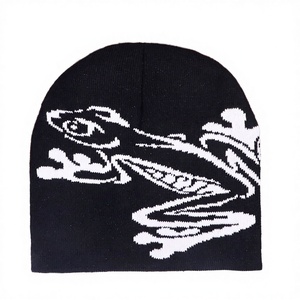 Gorro de Punto Jacquard con Logotipo Personalizado Estilo Y2K, Estampado de Rana en Serigrafía, Sin Pliegues, 100% Acrílico, Unisex, Ajustable, para Playa - Product Image 6