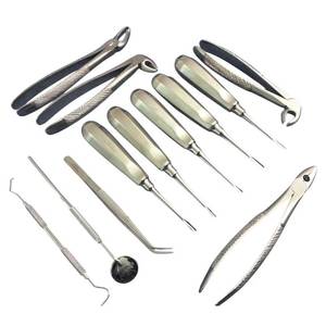 Kit d'instruments d'extraction dentaire manuels professionnels en acier inoxydable réutilisable : forceps, élévateurs, sondes, miroir, explorateur - Product Image 2