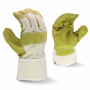 Split Leather Work <b>Gloves</b> With Reinforced Palm And Straight Cuff For Industrial And Farm Use - Product Image 1