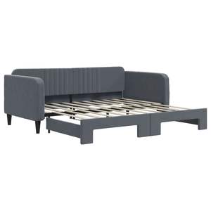Lit de repos en velours gris foncé 39,4 x 74,8 po avec lit gigogne, sans matelas - Product Image 2