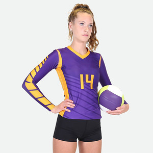 Uniforme de volley-ball pour femmes de haute qualité, conçu sur mesure, léger, imprimé par transfert thermique, 100% polyester, couleurs et tailles personnalisées - Product Image 1