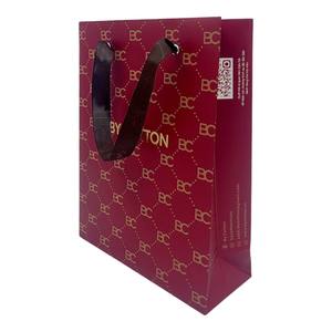 Sac de shopping promotionnel en papier enduit, fabriqué au Vietnam, écologique, réutilisable, avec logo rouge et jaune, estampage à chaud - Product Image 5