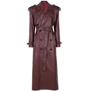 OEM <b>Men's</b> Genuine Leather Canvas Overcoat Trench Coat Square Collar Anti-Wrinkle <b>Belt</b> Closure Solid Breathable Quick Dry - Product Image 2