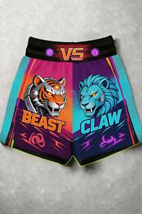 Shorts de boxe en polyester, design personnalisé imprimé, logo brodé, respirant, entraînement physique, taille personnalisée - Product Image 4