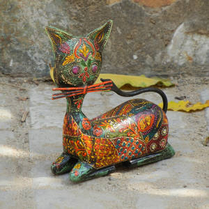 Statue de chat moderne peinte à la main en bois métal Figurine animale pour la maison Table anniversaire de Pâques Diwali décorations de mariage - Product Image 3