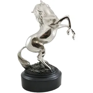 Figurine de cheval en aluminium plaqué or, sculpture d'art de collection, sculpture animale décorative, design 3D complet - Product Image 2