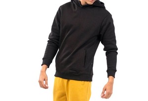 Sweat-shirt à capuche noir pour homme, coupe classique, en coton French Terry, pull décontracté avec poche latérale, pour l'automne - Product Image 3