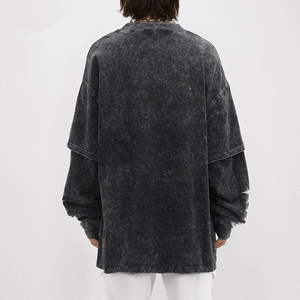 T-shirt Homme Oversize à Double Manches Effet Délavé Personnalisable avec Logo – Tendance et Nouveauté - Product Image 2