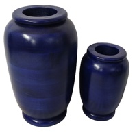 Vase cylindrique en bois de manguier, style moderne, sculpté à la main, bleu foncé, vintage, artisanat indien, décoration de mariage, design fantaisie, en promotion