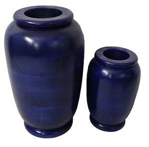 Style moderne sculpté à la main bleu foncé Vintage offre spéciale indien artisanal décor de mariage bois de manguier en vrac pots de vase à fleurs et jardinières - Product Image 3