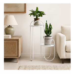 Soporte de Metal de 2 Niveles para Plantas, Interior/Exterior, Estilo Vintage Minimalista, para Sala de Estar, Balcón, Estante de Exhibición de Hierro - Product Image 6